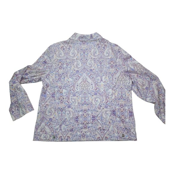 Chicos Paisley Button-Up Blazer Jacket Womens Size 3 16/18 Long Sleeve Stretch - Picture 3 of 15